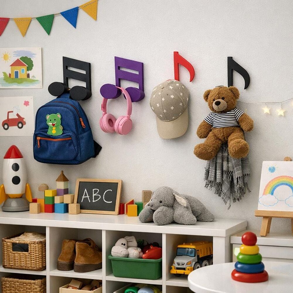 3 piece 3D Printed Music Note Wall Hook – Modern Decorative Hanger
